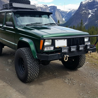Ronnin - Compatible con Cherokee Comanche Wagoneer XJ de 1984-1996 Luces de defensa, intermitentes, conjunto de luces de estacionamiento (par) | Cromado