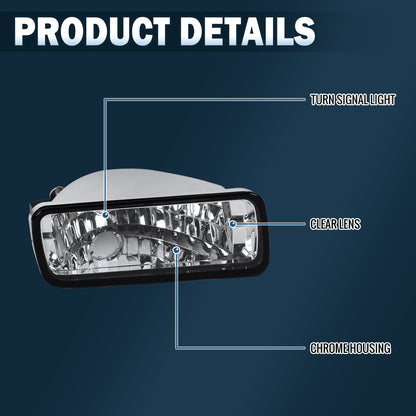 Ronnin - Compatible con las luces de parachoques Chevy Camaro IROC-Z RS Z28 de 1985-1992, conjunto de luces direccionales y de estacionamiento | Cromado