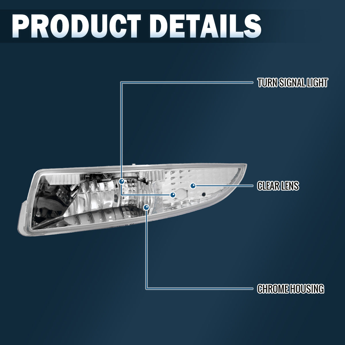 Ronnin - Compatible con Chevy Camaro 1993-2001 Luces de Parachoques, Luces Direccionales, Conjunto de Luces de Estacionamiento Par | Cromado