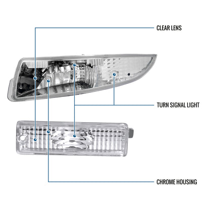 Ronnin - Compatible con Chevy Camaro 1993-2001 Luces de Parachoques Delanteras + Traseras Ensamblaje de Reemplazo Par | Cromo