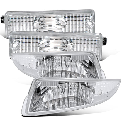 Ronnin - Compatible con Chevy Camaro 1993-2001 Luces de Parachoques Delanteras + Traseras Ensamblaje de Reemplazo Par | Cromo