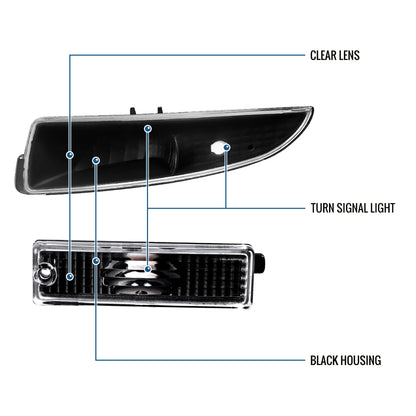 Ronnin - Juego de luces de parachoques delanteras y traseras de repuesto para Chevy Camaro 1993-2001 | Negro