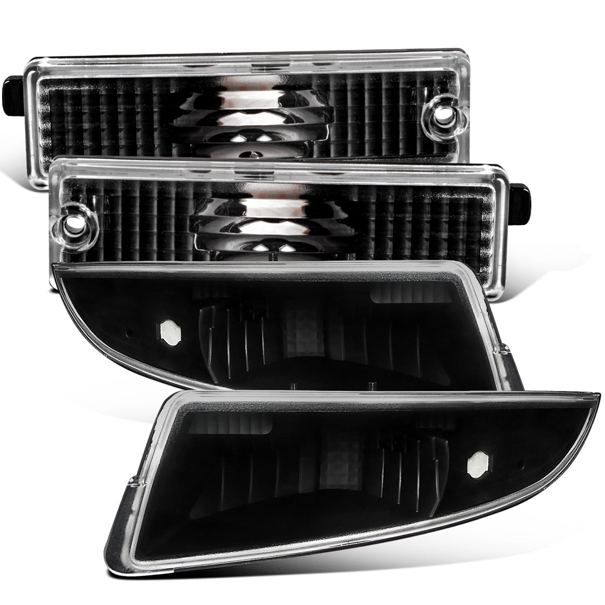 Ronnin - Juego de luces de parachoques delanteras y traseras de repuesto para Chevy Camaro 1993-2001 | Negro