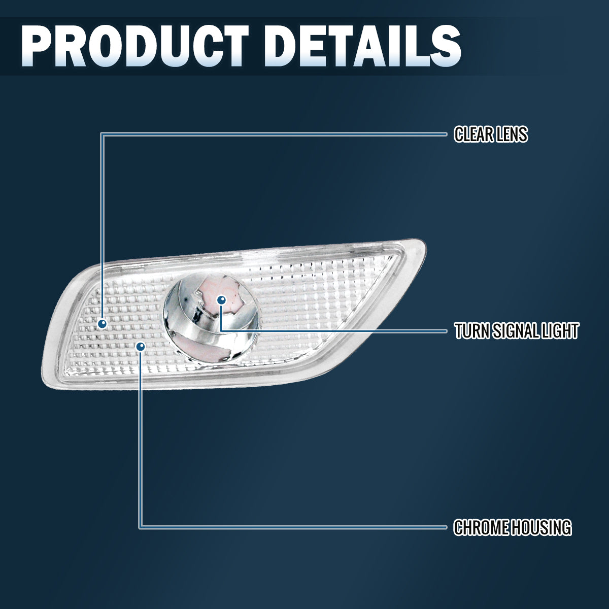 Ronnin - Se adapta a Ford Focus 2000-2005 Par de Luces de Esquina de Parachoques | Cromado