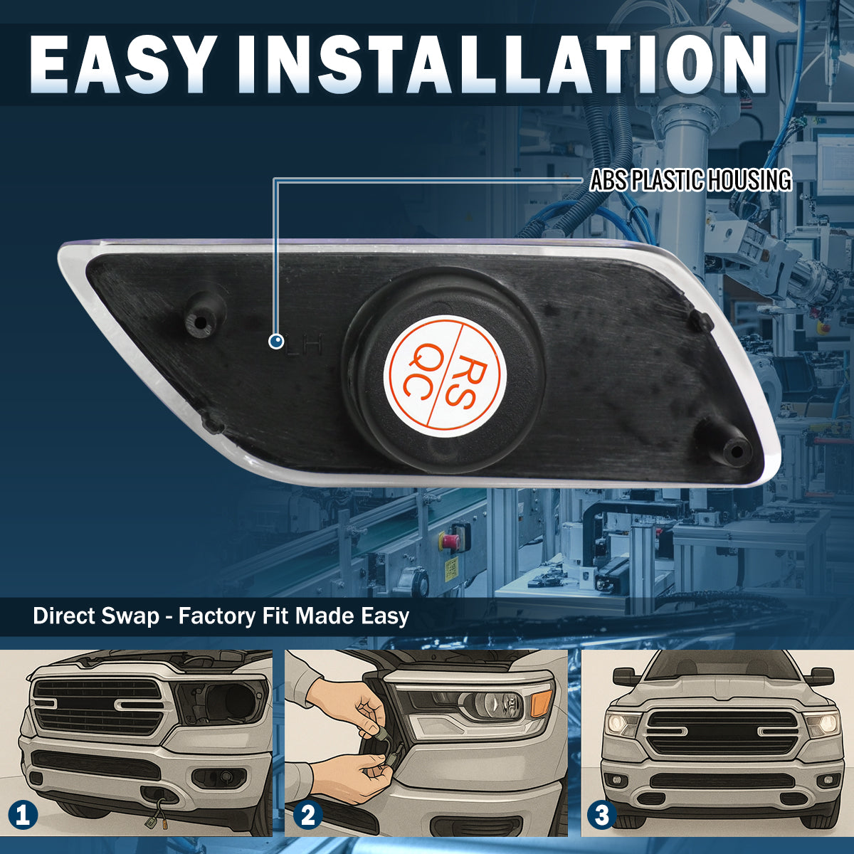 Ronnin - Se adapta a Ford Focus 2000-2005 Par de Luces de Esquina de Parachoques | Cromado