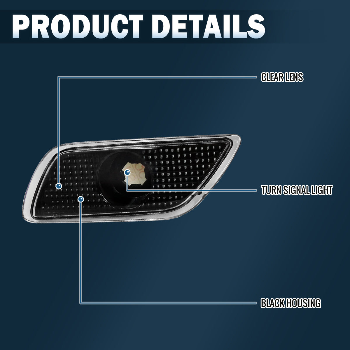 Ronnin - Se adapta a 2000-2005 Ford Focus Luces de estacionamiento de esquina (par) | Negro