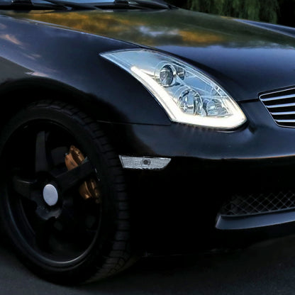 Ronnin - Se adapta a Infiniti G35 Coupé 2003-2007, conjunto de luces de posición laterales de parachoques de esquina, par | Cromo