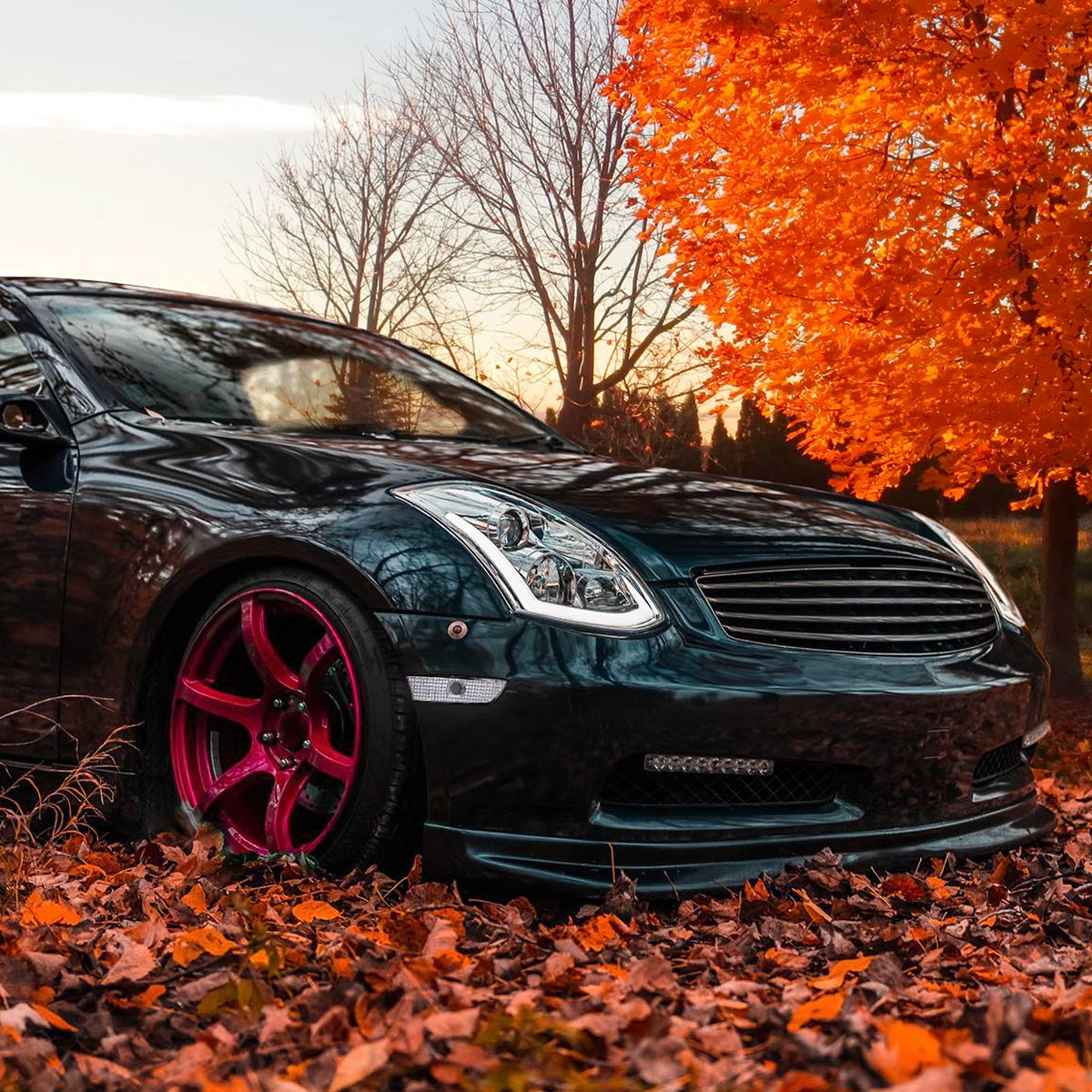 Ronnin - Se adapta a Infiniti G35 Coupé 2003-2007, conjunto de luces de posición laterales de parachoques de esquina, par | Cromo