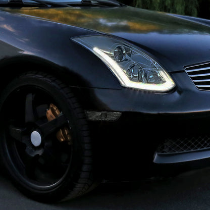 Ronnin - Se adapta a 2003-2007 Infiniti G35 Coupe Par de luces de posición laterales de estacionamiento de esquina | Ahumado