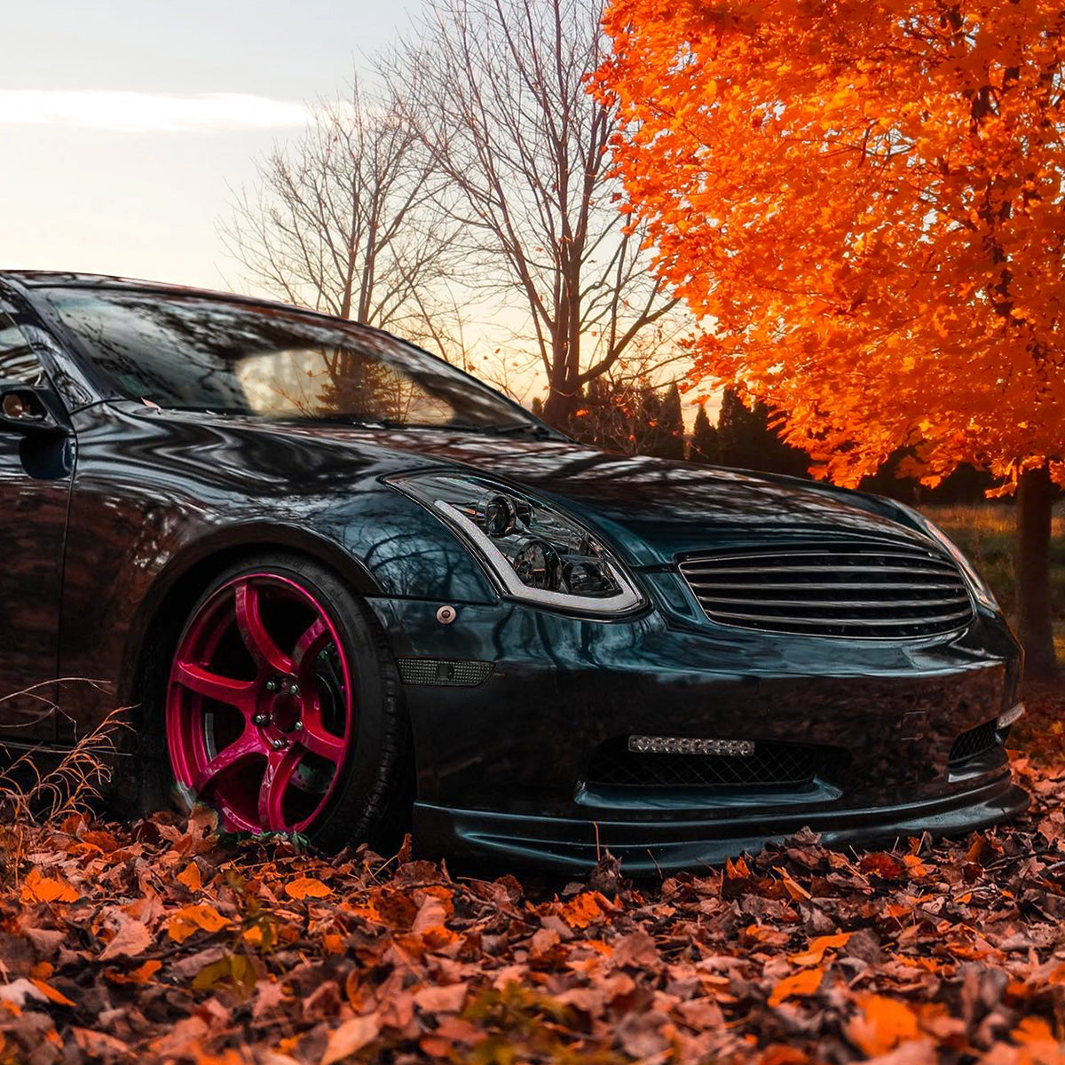 Ronnin - Se adapta a 2003-2007 Infiniti G35 Coupe Par de luces de posición laterales de estacionamiento de esquina | Ahumado