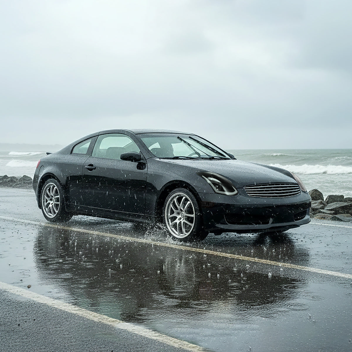 Ronnin - Se adapta a Infiniti G35 Coupé 2003-2007, conjunto de luces de posición laterales de parachoques de esquina, par | Negro