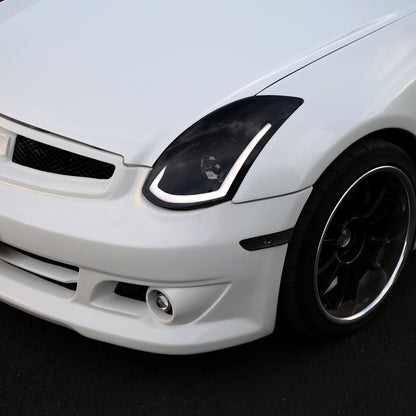 Ronnin - Se adapta a Infiniti G35 Coupé 2003-2007, conjunto de luces de posición laterales de parachoques de esquina, par | Negro