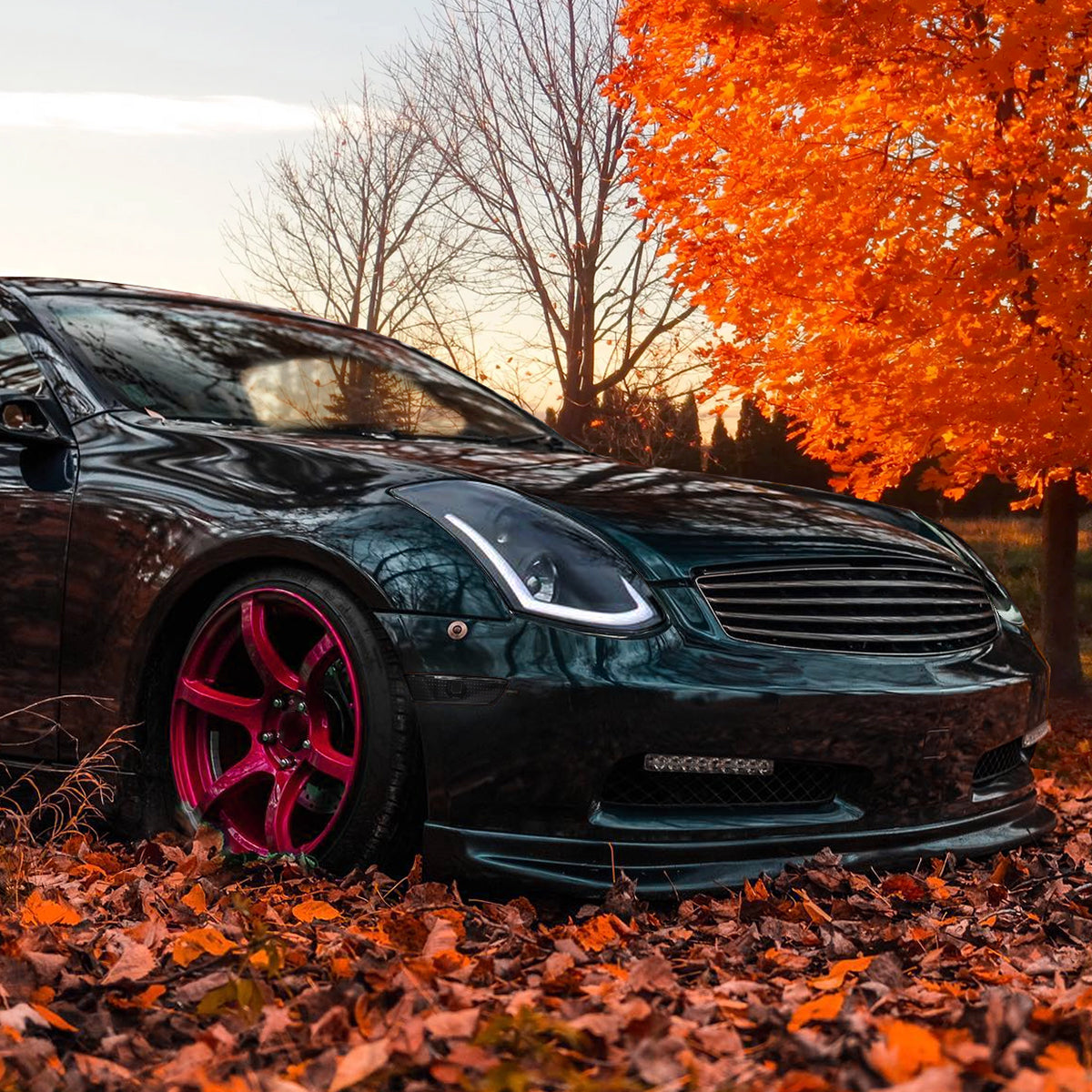 Ronnin - Se adapta a Infiniti G35 Coupé 2003-2007, conjunto de luces de posición laterales de parachoques de esquina, par | Negro