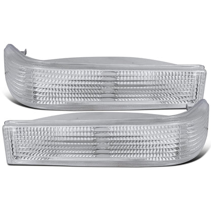 Ronnin - Fits 1993-1996 Jeep Grand Cherokee Bumper Lights Turn Signal Parking Lamps Assembly Pair | Chrome