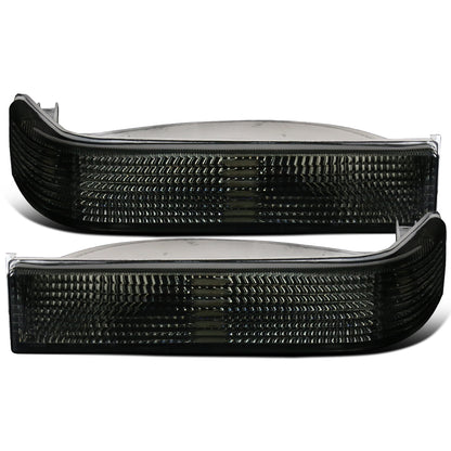 Ronnin - Fits 1993-1996 Jeep Grand Cherokee Bumper Lights Turn Signal Parking Lamps Assembly Pair | Smoke