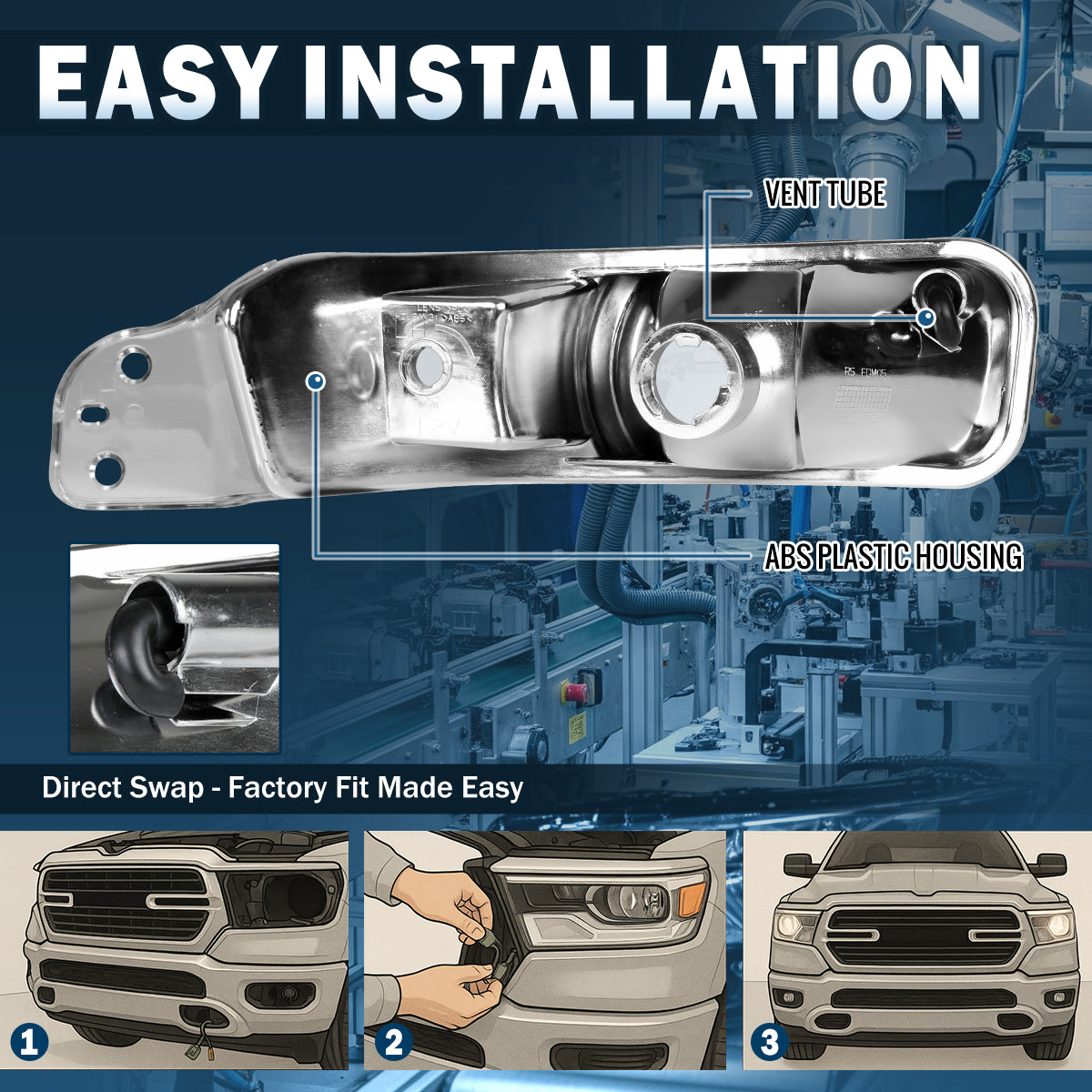 Ronnin - Se adapta a la pareja de luces de estacionamiento para parachoques Ford Mustang 2005-2009 | Cromado