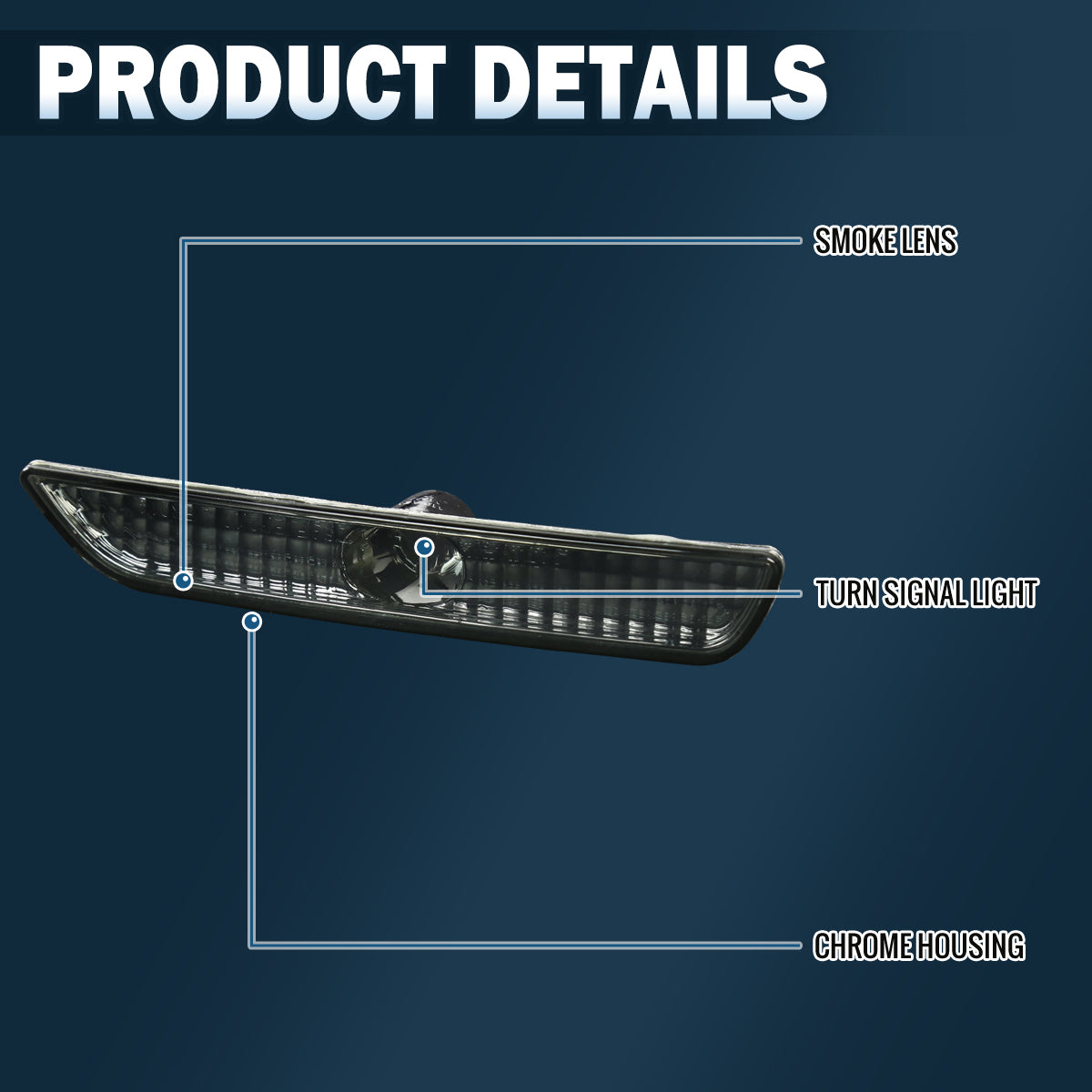 Ronnin - Se adapta a Ford Mustang 2010-2014, luces de posición laterales de parachoques de esquina, par | Ahumado