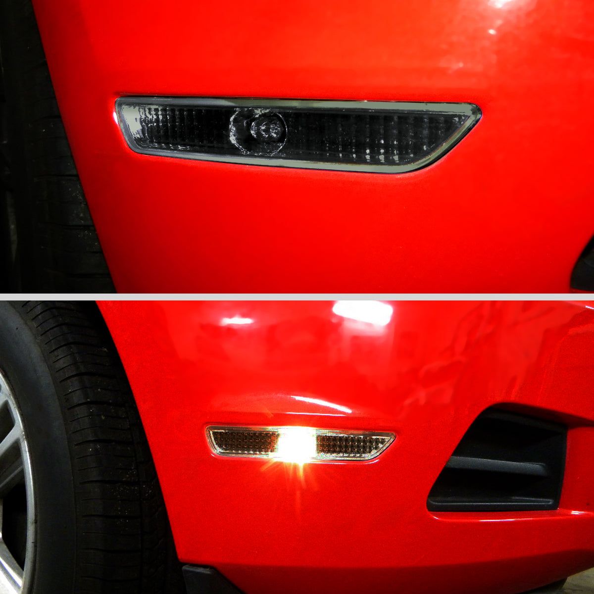 Ronnin - Se adapta a Ford Mustang 2010-2014, luces de posición laterales de parachoques de esquina, par | Ahumado