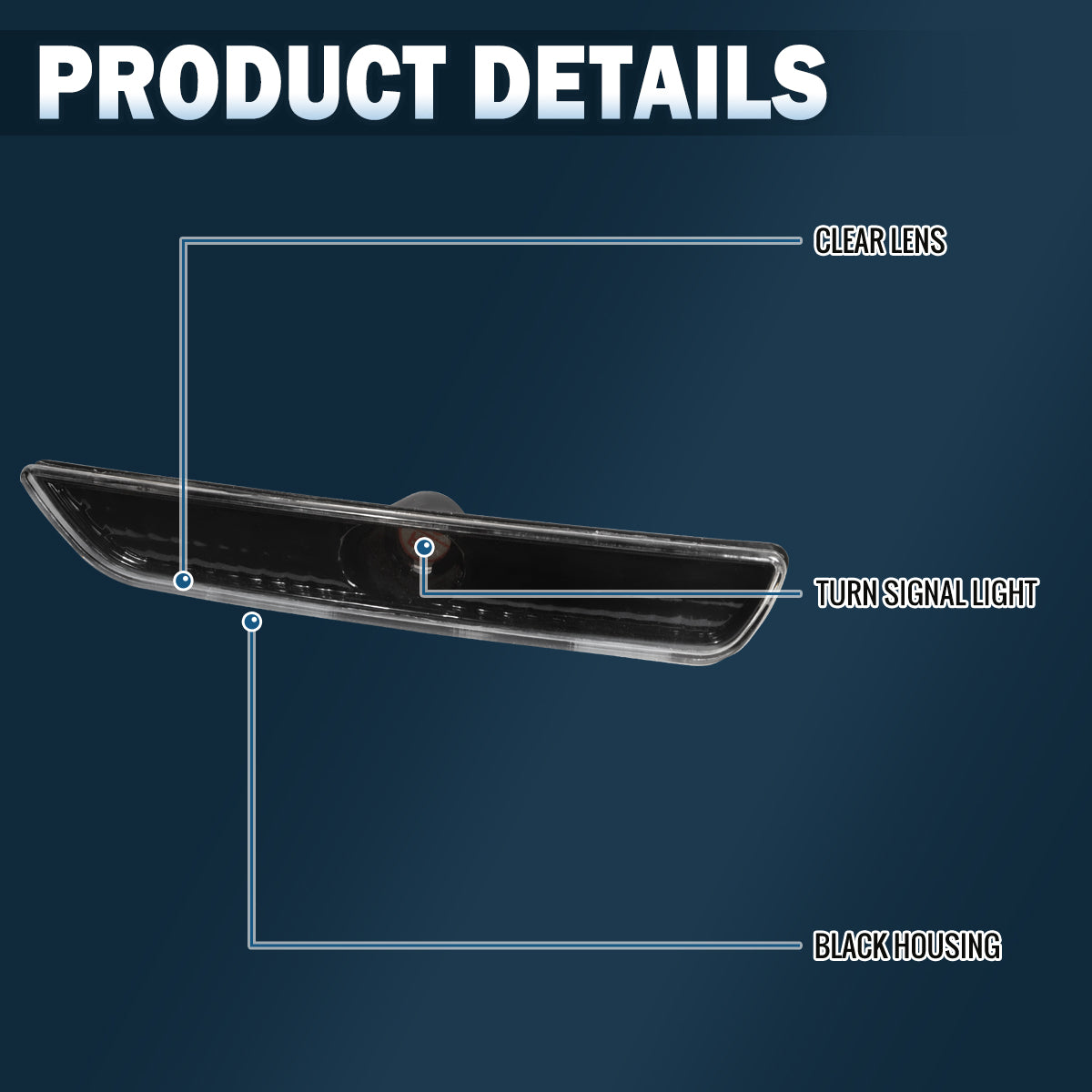 Ronnin - Conjunto de luces de posición laterales de parachoques de esquina para Ford Mustang 2010-2014, par | Negro