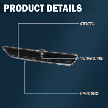 Ronnin - Conjunto de luces de posición laterales de parachoques de esquina para Ford Mustang 2010-2014, par | Negro