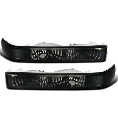 Ronnin - Fits 1998-2004 Chevy GMC Sonoma S10 Pickup 1998-2005 Blazer Factory Replacement Front Bumper Lights Clear Reflector Assembly Pair | Smoke