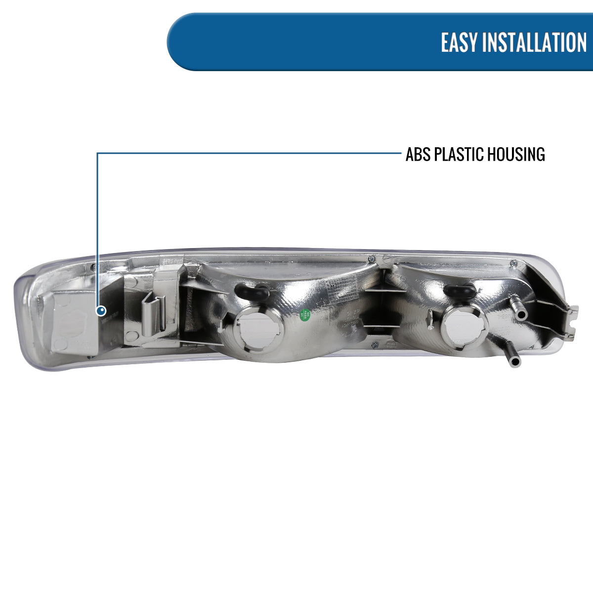 Ronnin - Fits 1999-2002 Chevy Silverado 2000-2006 Tahoe Suburban 1500 2500 Factory Replacement Clear Reflector Bumper Turn Signals Lights Assembly Pair | Chrome