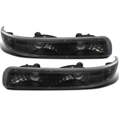 Ronnin - Fits 1999-2002 Chevy Silverado 2000-2006 Tahoe Suburban 1500 2500 Factory Replacement Clear Reflector Bumper Turn Signals Lights Assembly Pair | Black