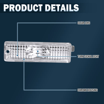 Ronnin - Compatible con Chevy Camaro 1993-2002 y Pontiac Firebird 1998-2001, par de luces de estacionamiento y marcadores laterales traseros para parachoques | Cromado