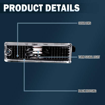 Ronnin - Compatible con Chevy Camaro 1993-2002 Pontiac Firebird 1998-2001, par de luces traseras de posición lateral, parachoques, luces de estacionamiento | Negro