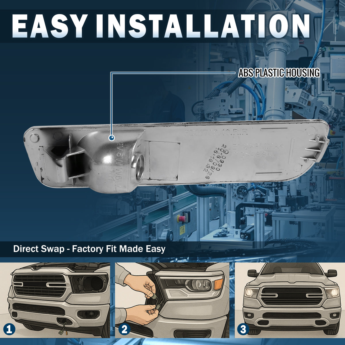 Ronnin - Se adapta a la pareja de montaje de luces de estacionamiento de parachoques trasero de Ford Mustang 2005-2009 | Cromado