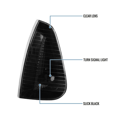 Ronnin - Compatible con Dodge Charger 2006-2010 | Par de luces de esquina de repuesto con reflectores transparentes y carcasas negras