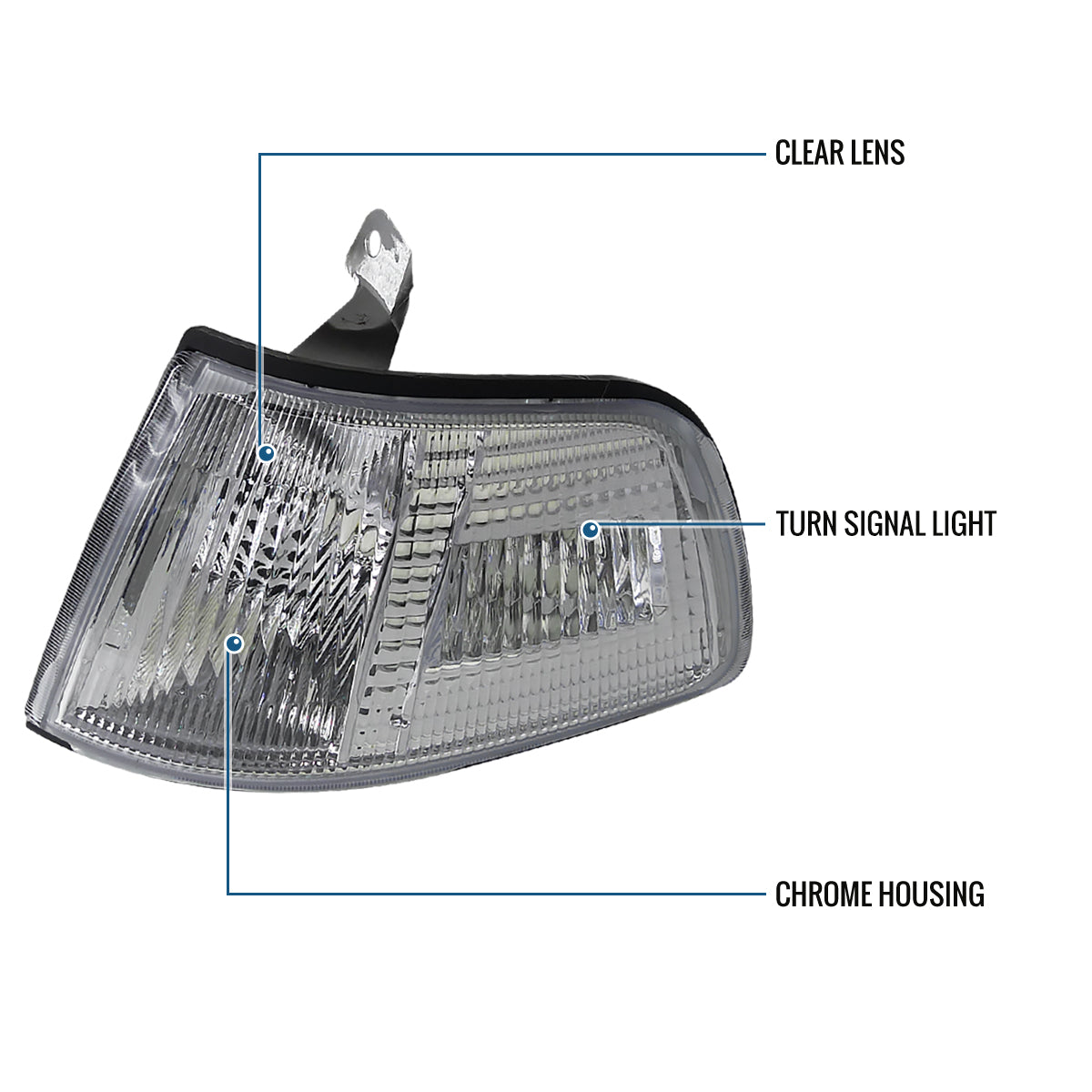 1990-1991 Honda Civic 2Dr 3Dr Coupe Hatchback Turn Signal Corner Lights Lamps Replacement Assembly Pair | Chrome