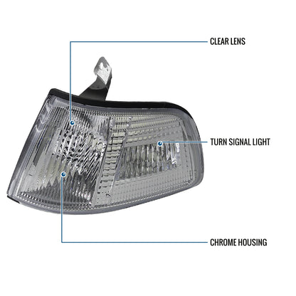 1990-1991 Honda Civic 2Dr 3Dr Coupe Hatchback Turn Signal Corner Lights Lamps Replacement Assembly Pair | Chrome