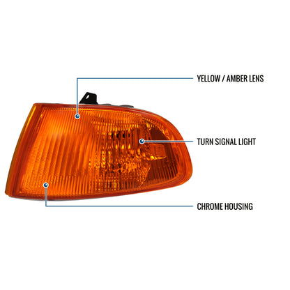 Ronnin - Fits 1992-1995 Honda Civic 2Dr 3Dr Coupe Hatchback Turn Signal Corner Lights Lamps Replacement Assembly Pair | Amber