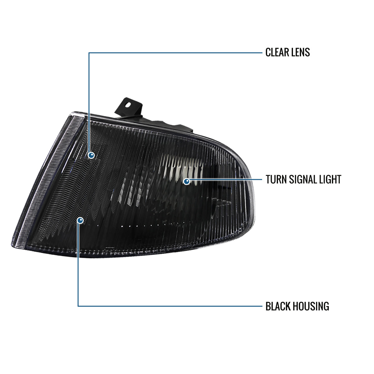 Ronnin - Compatible con Honda Civic 1992-1995 2Dr 3Dr EG Coupé Hatchback Luces Direccionales Esquina Estilo JDM Par de Reemplazo | Negro
