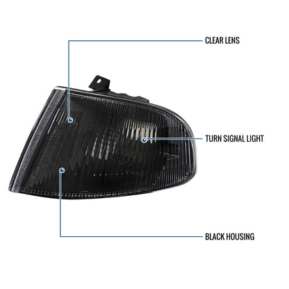 Ronnin - Compatible con Honda Civic 1992-1995 2Dr 3Dr EG Coupé Hatchback Luces Direccionales Esquina Estilo JDM Par de Reemplazo | Negro