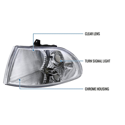 Ronnin - Fits 1992-1995 Honda Civic 4Dr Sedan Corner Turn Signals Lights Replacement Assembly Pair | Chrome