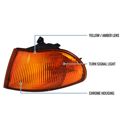 Ronnin - Fits 1992-1995 Honda Civic 4Dr Sedan Turn Signal Corner Lights Replacement Assembly Pair | Amber