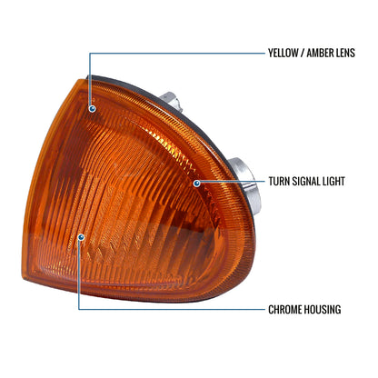 Ronnin - Compatible con Honda Del Sol de 1993-1997 Par de ensamblaje de repuesto de luces de esquina direccionales, luces de estacionamiento | Ámbar