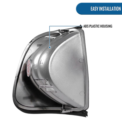 1992-2007 Ford Econoline E150 E250 E350 E450 E550 Clear Reflector Corner Lights Replacement Assembly Pair | Chrome