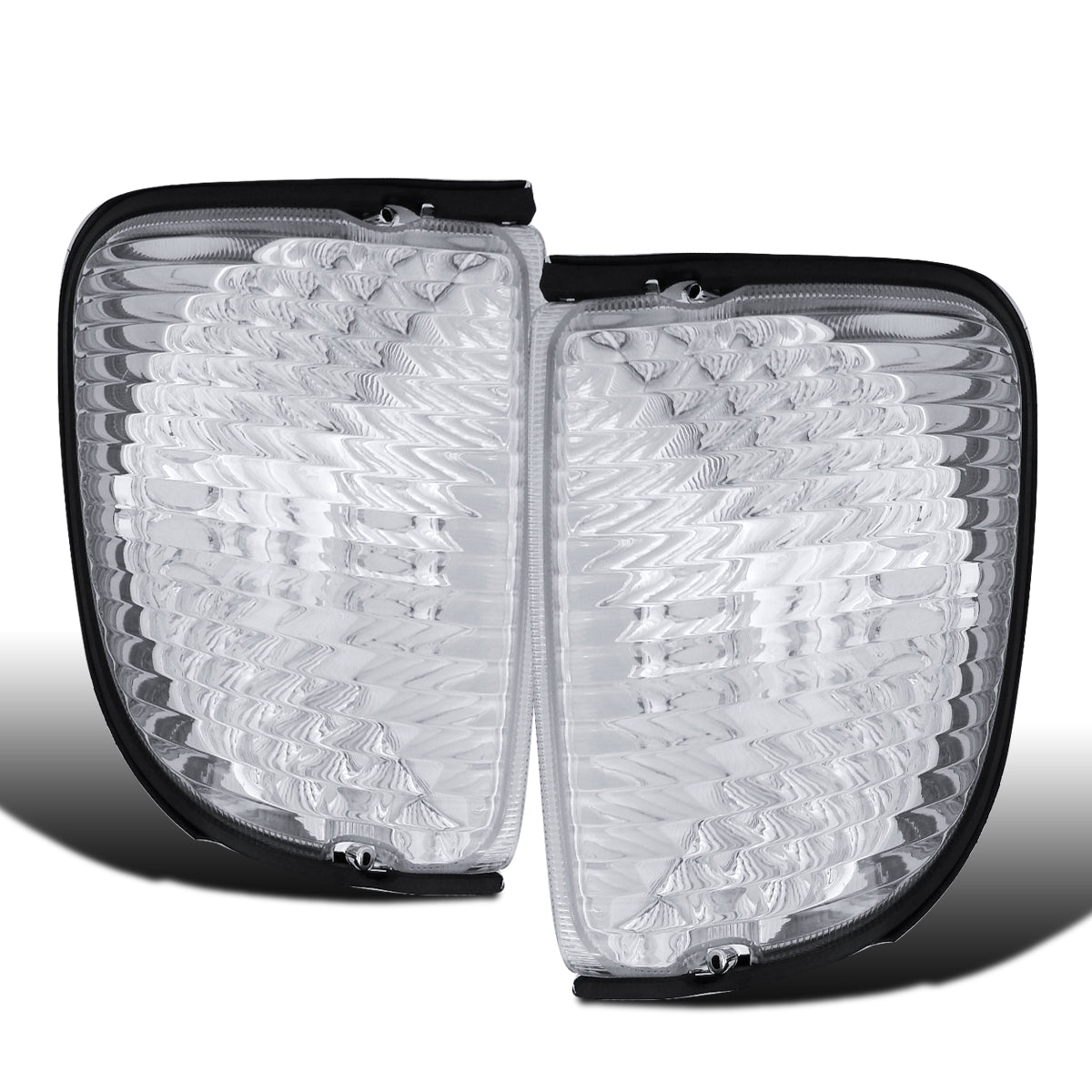 1992-2007 Ford Econoline E150 E250 E350 E450 E550 Clear Reflector Corner Lights Replacement Assembly Pair | Chrome