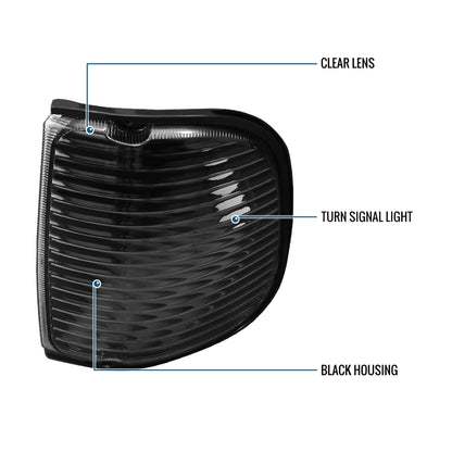 Ronnin - Se adapta a Ford Econoline E150 E250 E350 E450 E550 de 1992-2007, par de conjunto de luces de esquina con reflector transparente | Negro
