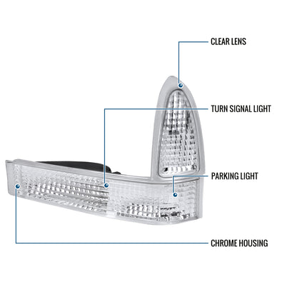 Ronnin - Compatible con Ford F250 F350 F450 F550 1999-2004, Excursion 2000-2004 Fabricado en EE. UU. Juego de luces direccionales de esquina de repuesto | Transparentes