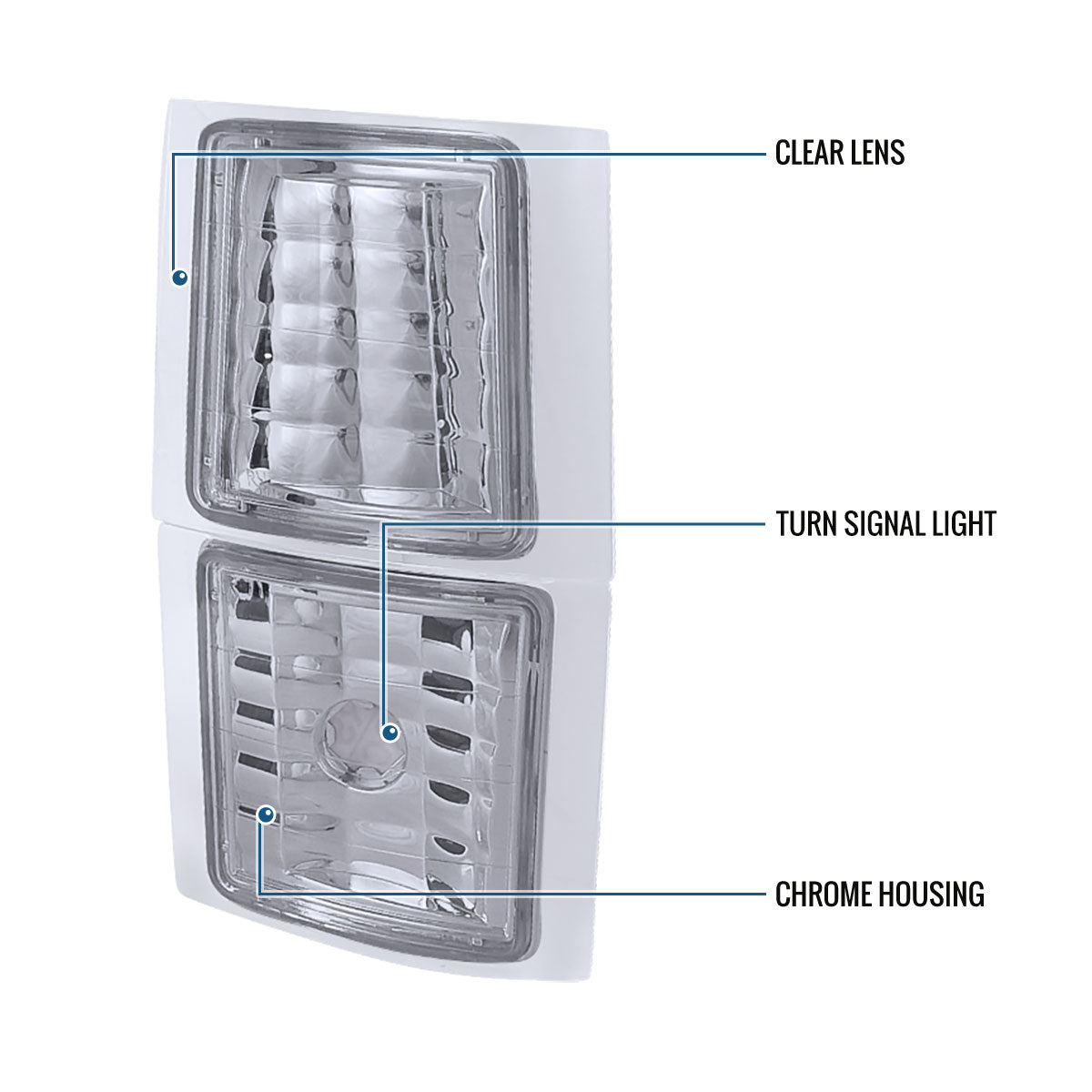 1994-1998 Chevy C/K 1500 2500 3500 Silverado 1994-1999 C/K 1500 2500 Suburban 1995-1999 Chevy Tahoe Clear Reflector Corner Lights Assembly Pair | Clear