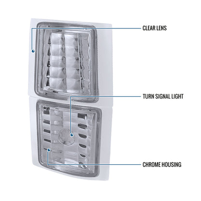 1994-1998 Chevy C/K 1500 2500 3500 Silverado 1994-1999 C/K 1500 2500 Suburban 1995-1999 Chevy Tahoe Clear Reflector Corner Lights Assembly Pair | Clear