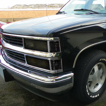 1994-1998 Chevy C/K 1500 2500 3500 Silverado 1994-1999 C/K 1500 2500 Suburban 1995-1999 Chevy Tahoe Clear Reflector Corner Lights Assembly Pair | Black