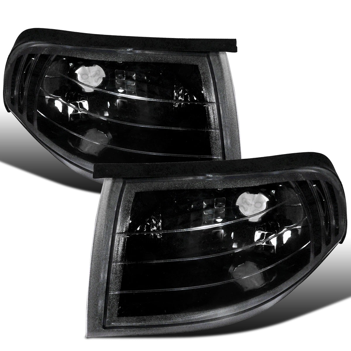 Ronnin - Compatible con Ford Mustang 1994-1998 | Par de luces de esquina de repuesto, luces de estacionamiento y direccionales | Negras