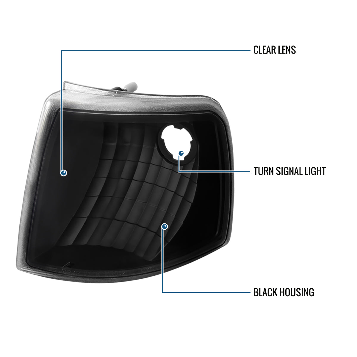 Ronnin - Se adapta a Ford Ranger 1993-1997 Par de Luces de Esquina de Repuesto, Conjunto de Lámparas de Señal de Estacionamiento | Negro