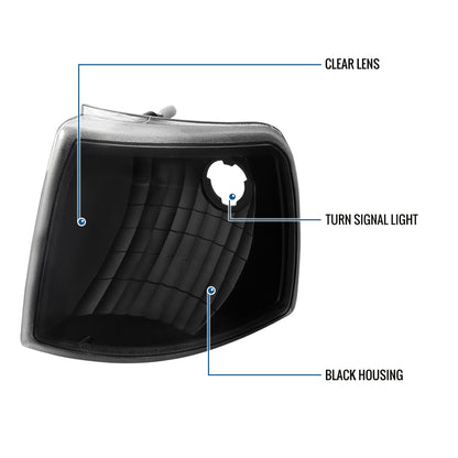 Ronnin - Se adapta a Ford Ranger 1993-1997 Par de Luces de Esquina de Repuesto, Conjunto de Lámparas de Señal de Estacionamiento | Negro