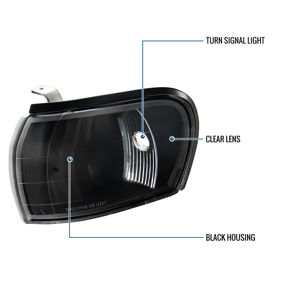 Ronnin - Compatible con Subaru Impreza 1995-2001 | Juego de luces de esquina con reflector transparente de repuesto y luces de estacionamiento | Negras